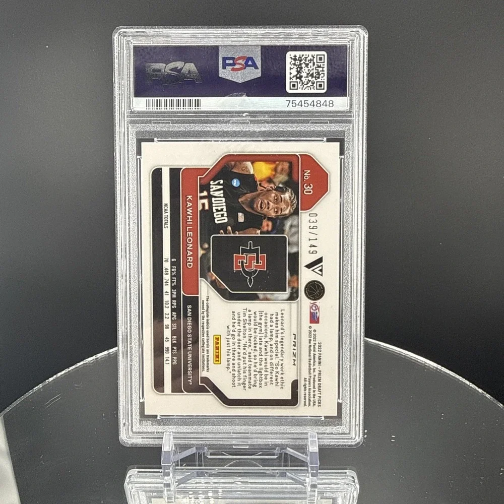 Kawhi Leonard‎ 2022-23 Prizm Draft Image Variation Purple Cracked Ice /149 PSA 8